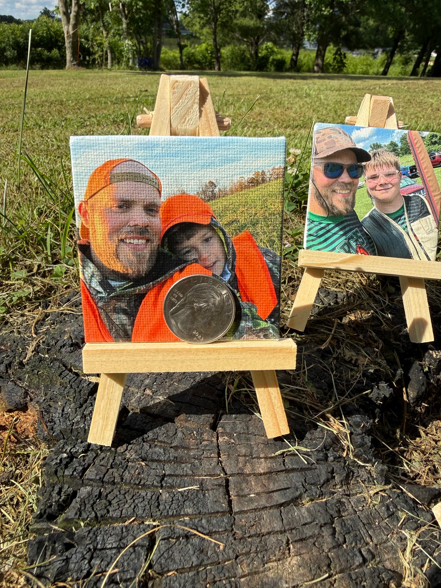 Custom Mini Canvas Photo Print with Wooden Display Easel