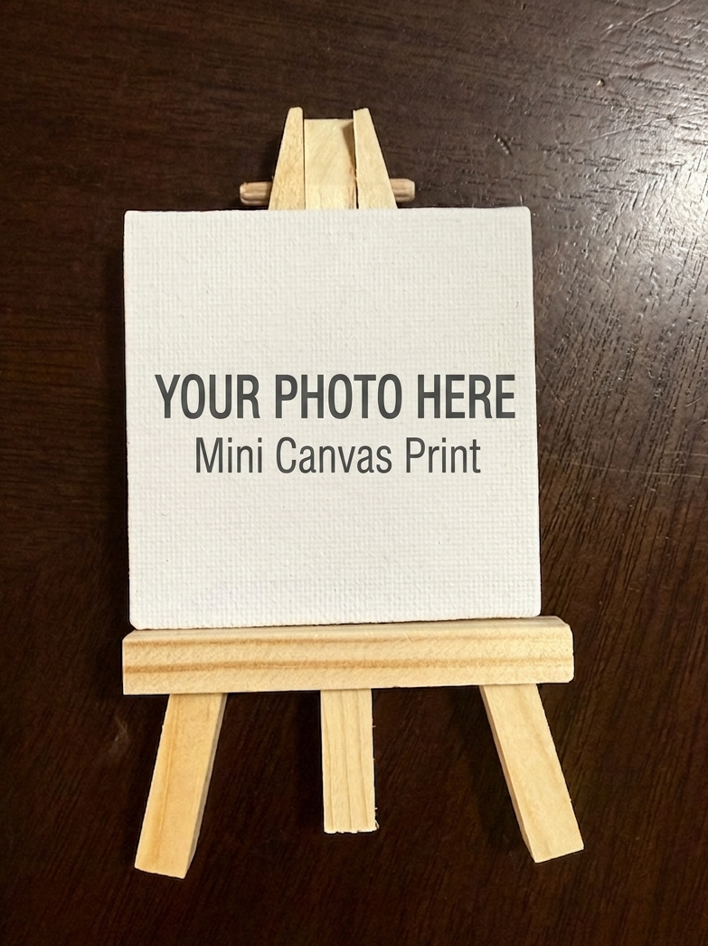Custom Mini Canvas Photo Print with Wooden Display Easel