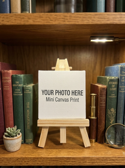 Custom Mini Canvas Photo Print with Wooden Display Easel