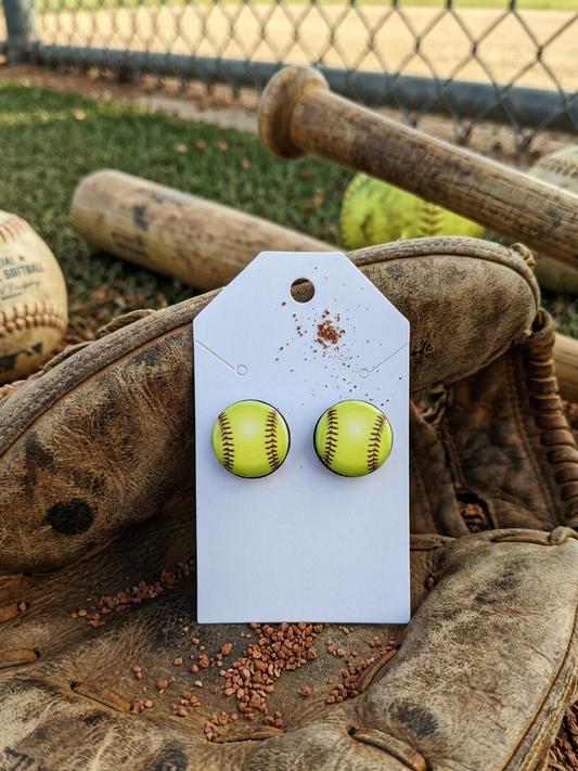 Game Day Softball Stud Earrings | Chandler Wood Works